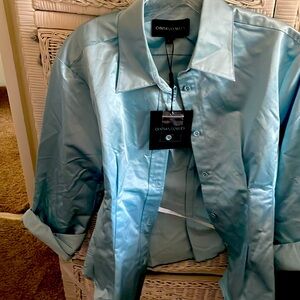 Cynthia RowleySatin Blue Shirt Jacket Large and Cargo Skirt  Suze 8
